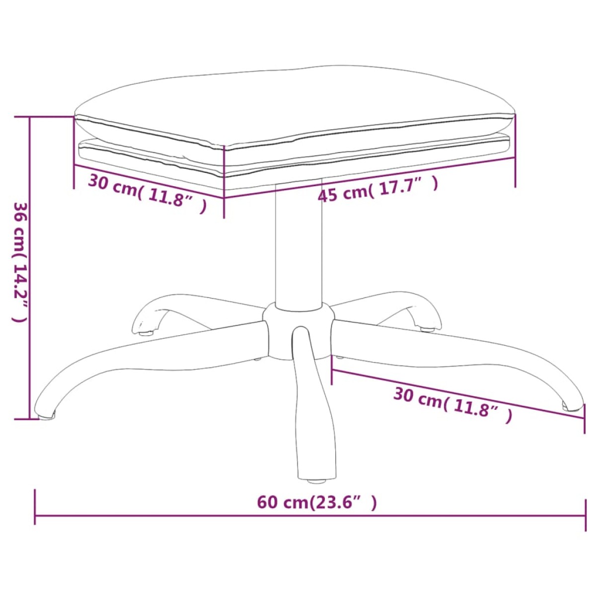 vidaXL Υποπόδιο Μπλε 60x60x36 εκ. Ύφασμα & Συνθετικό Δέρμα