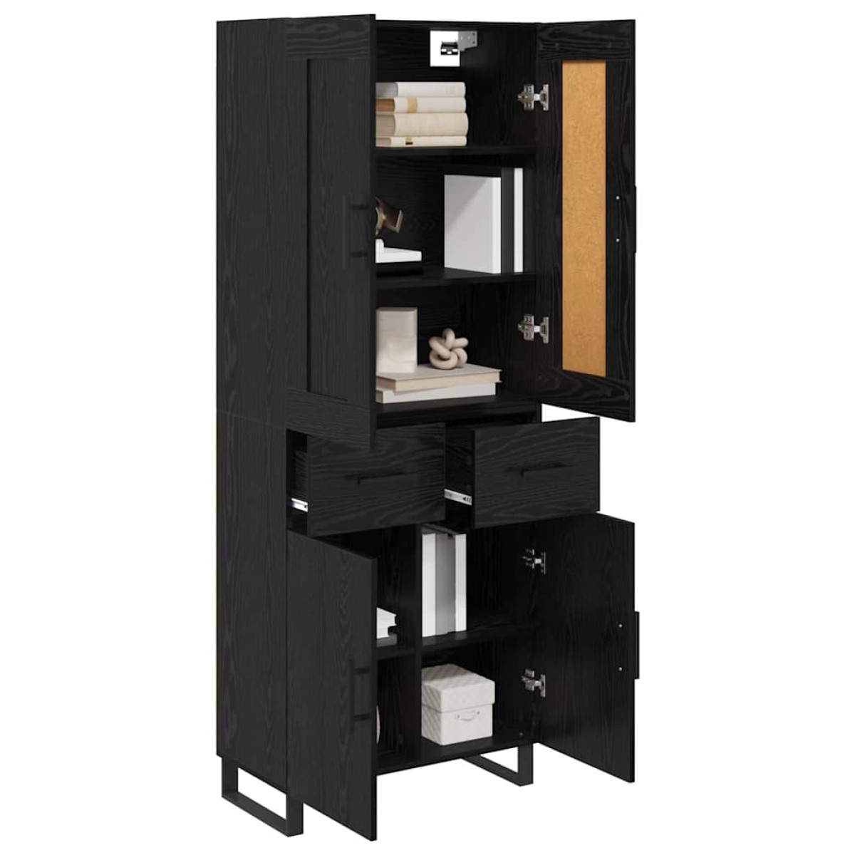 vidaXL Highboard 2 τμχ. Μαύρη Οξυά 69,5 x 34 x 180 εκ.