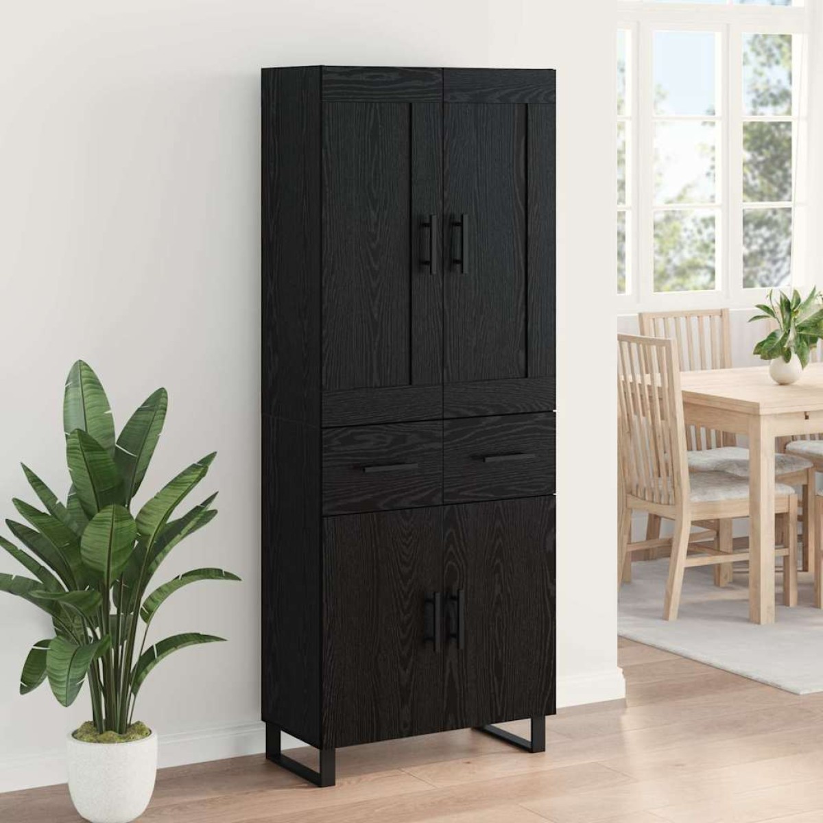 vidaXL Highboard 2 τμχ. Μαύρη Οξυά 69,5 x 34 x 180 εκ.