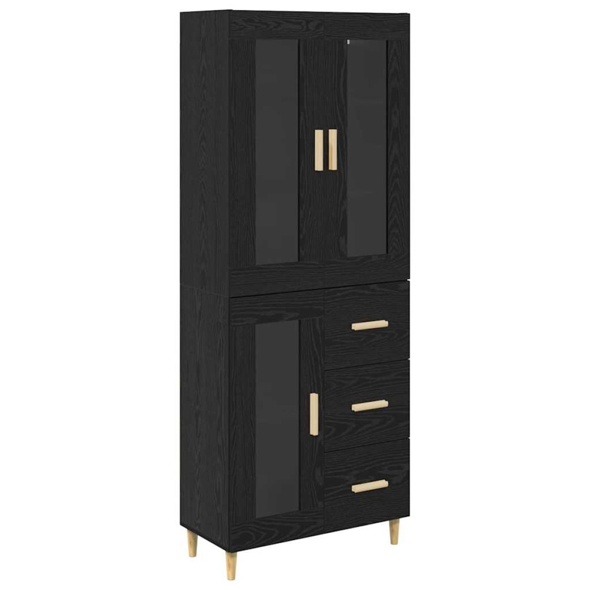 vidaXL Highboard Μαύρη Οξυά 69,5 x 34 x 180 εκ. Επεξεργασμένο Ξύλο