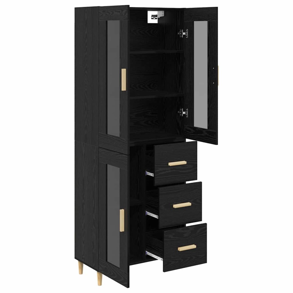vidaXL Highboard Μαύρη Οξυά 69,5 x 34 x 180 εκ. Επεξεργασμένο Ξύλο