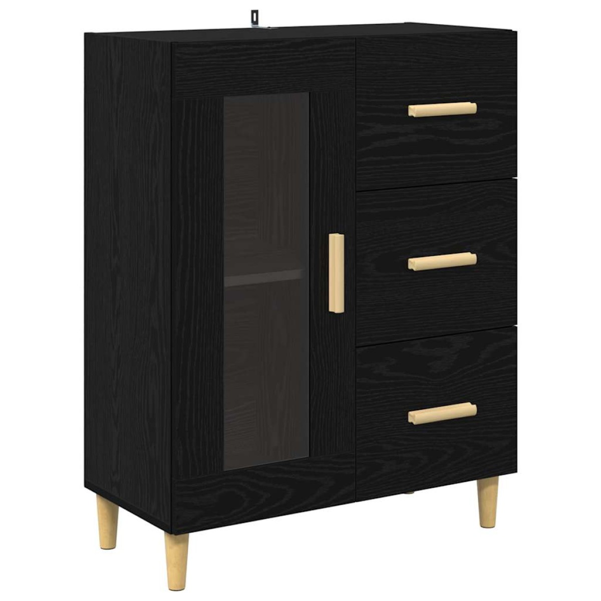 vidaXL Highboard Μαύρη Οξυά 69,5 x 34 x 180 εκ. Επεξεργασμένο Ξύλο