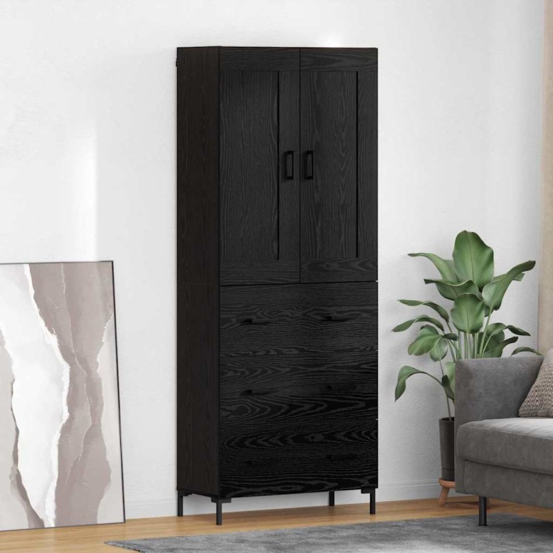 vidaXL Highboard 2 τμχ. Μαύρη Οξυά 69,5 x 34 x 180 εκ.