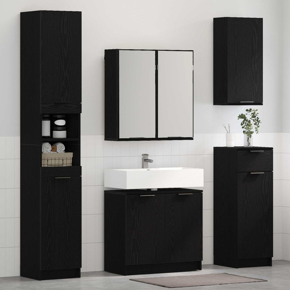 vidaXL Σετ Επίπλων Μπάνιου 5 τμχ. Μαύρη Οξυά 64,5 x 33,5 x 59 εκ.