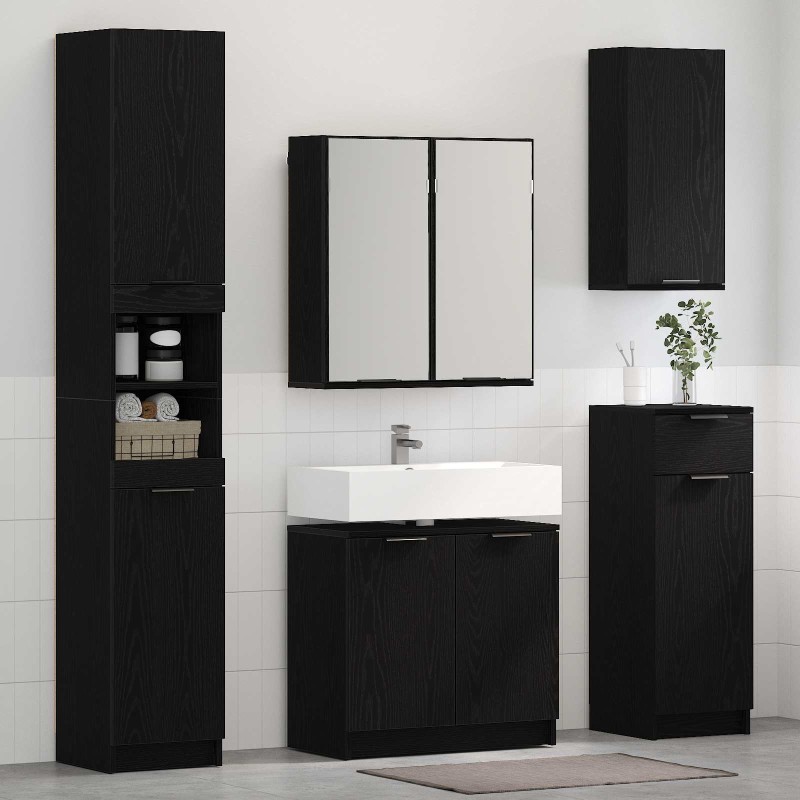 vidaXL Σετ Επίπλων Μπάνιου 5 τμχ. Μαύρη Οξυά 64,5 x 33,5 x 59 εκ.