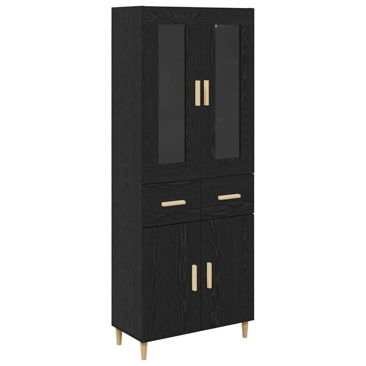 vidaXL Highboard Μαύρη Οξυά 69,5 x 34 x 180 εκ. Επεξεργασμένο Ξύλο