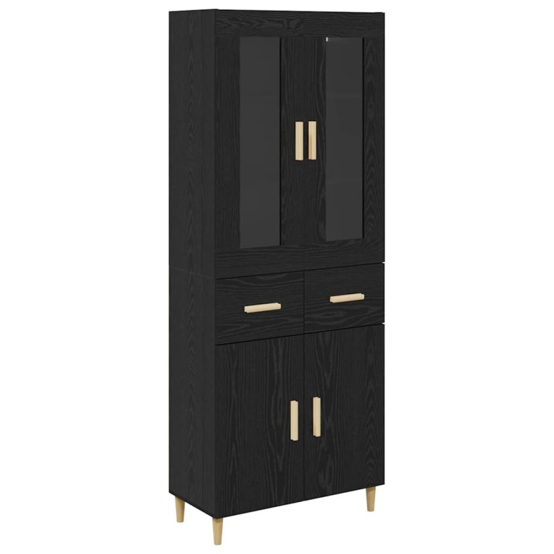 vidaXL Highboard Μαύρη Οξυά 69,5 x 34 x 180 εκ. Επεξεργασμένο Ξύλο