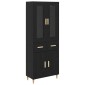 vidaXL Highboard Μαύρη Οξυά 69,5 x 34 x 180 εκ. Επεξεργασμένο Ξύλο