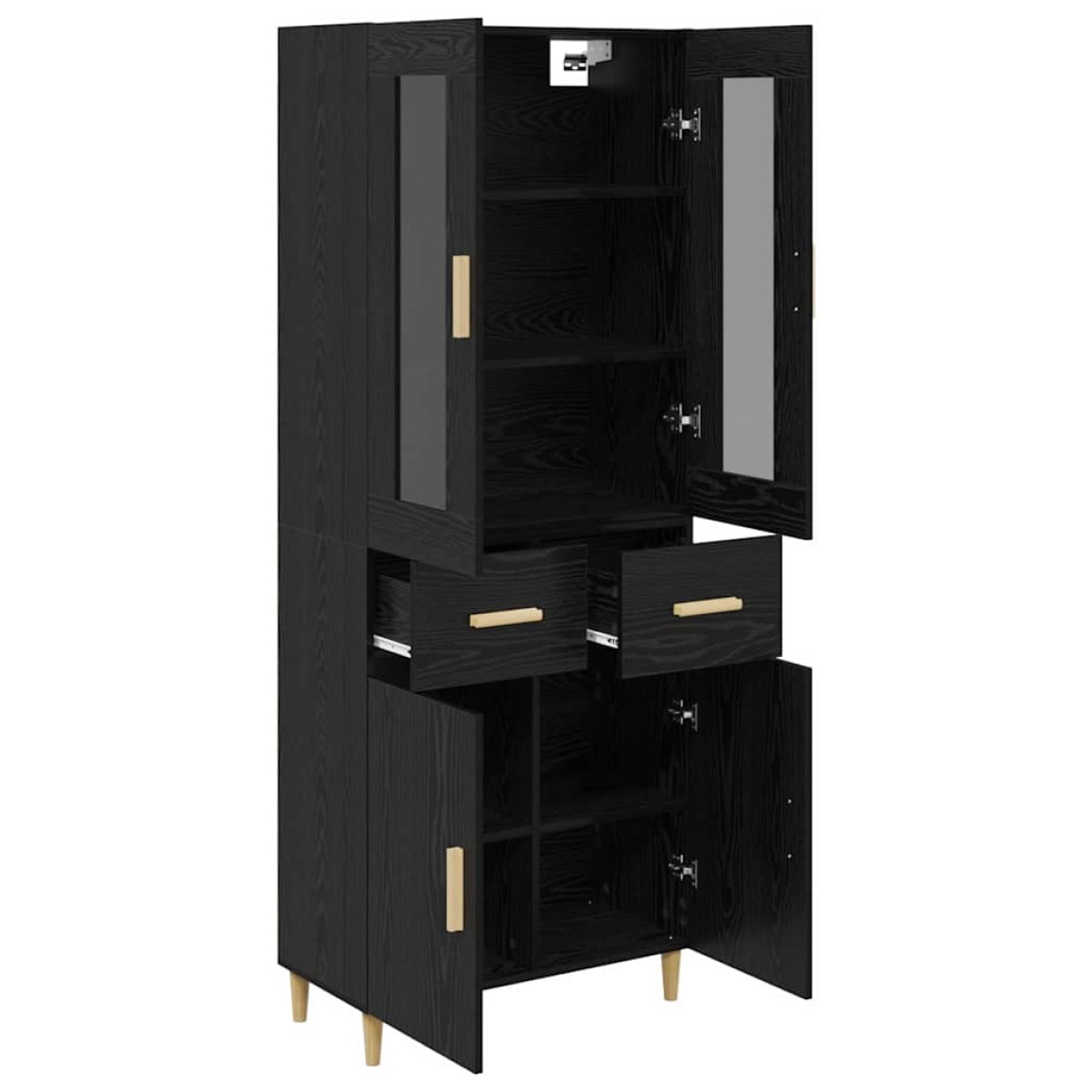 vidaXL Highboard Μαύρη Οξυά 69,5 x 34 x 180 εκ. Επεξεργασμένο Ξύλο