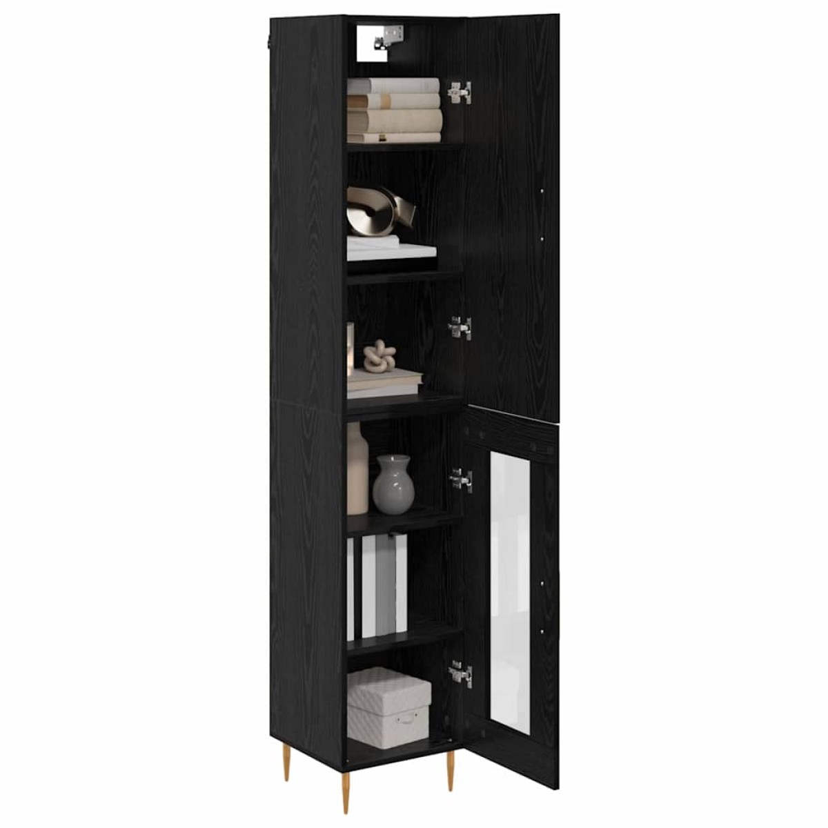 vidaXL Highboard 2 τμχ. Μαύρη Οξυά 34,5 x 34 x 180 εκ.