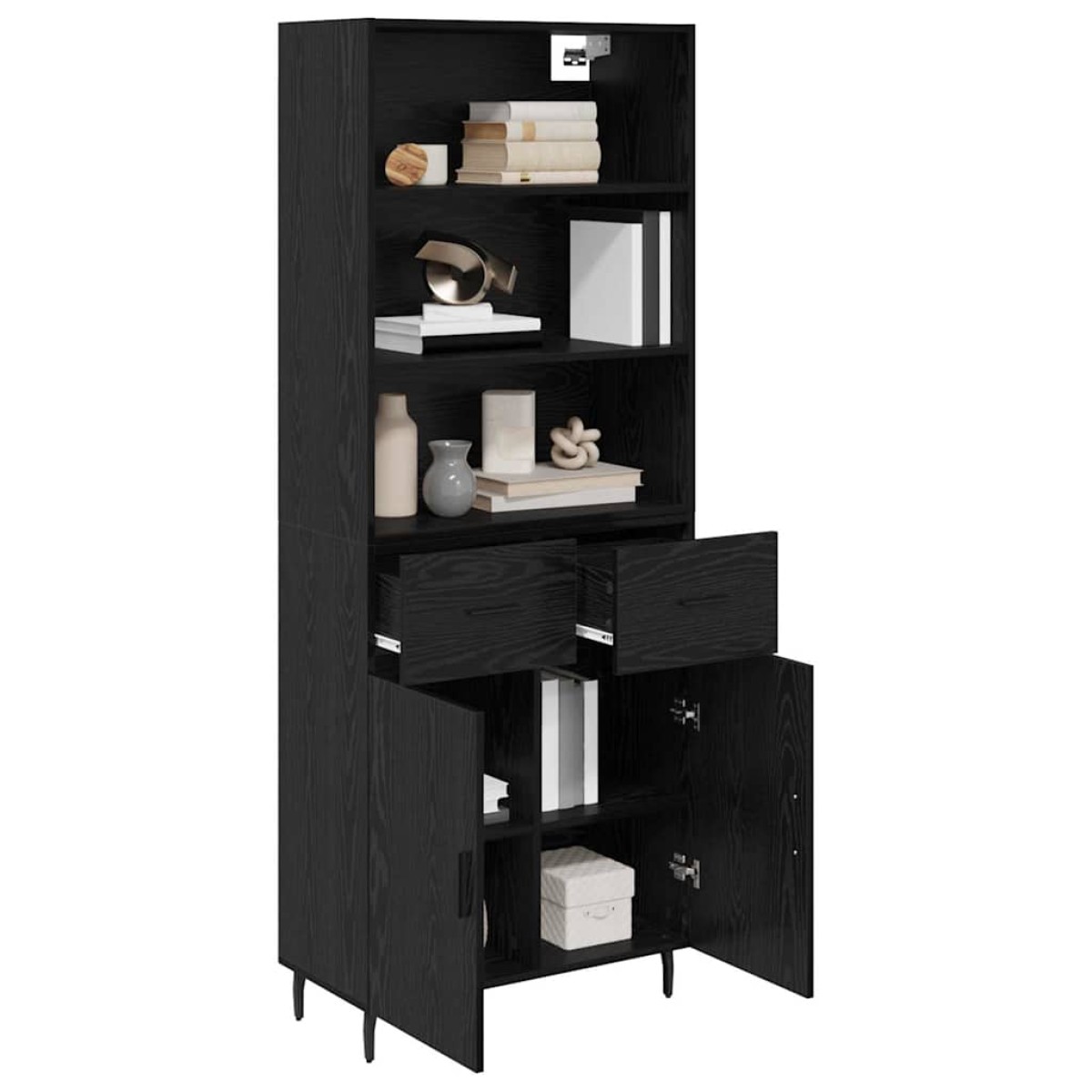 vidaXL Highboard 2 τμχ. Μαύρη Οξυά 69,5 x 34 x 180 εκ.