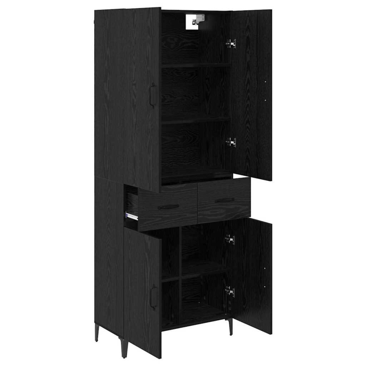 vidaXL Highboard Μαύρη Οξυά 69,5 x 34 x 180 εκ. Επεξεργασμένο Ξύλο