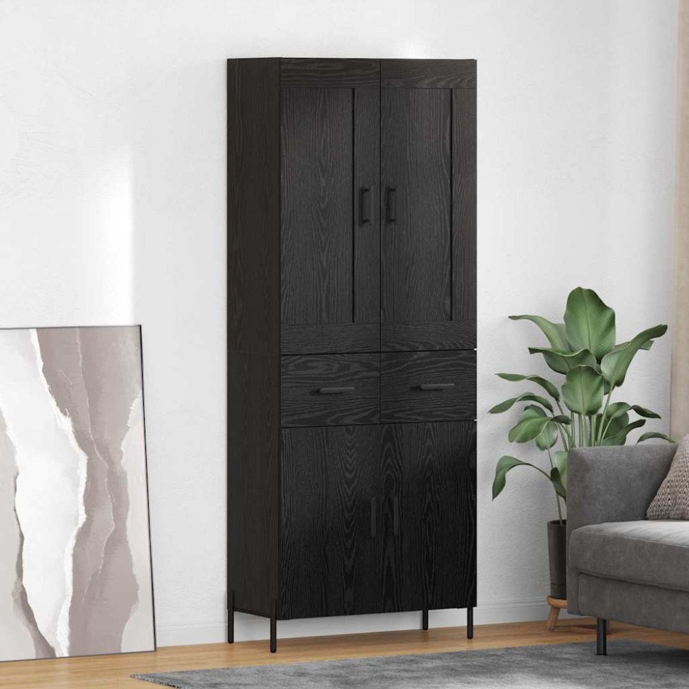 vidaXL Highboard 2 τμχ. Μαύρη Οξυά 69,5 x 34 x 180 εκ.