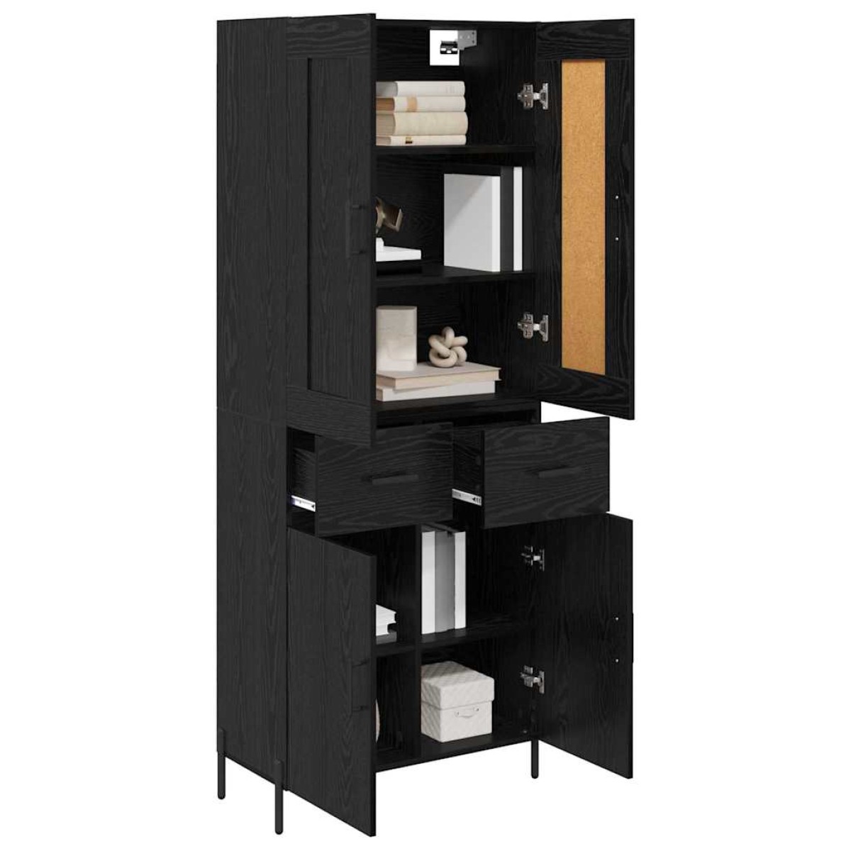 vidaXL Highboard 2 τμχ. Μαύρη Οξυά 69,5 x 34 x 180 εκ.