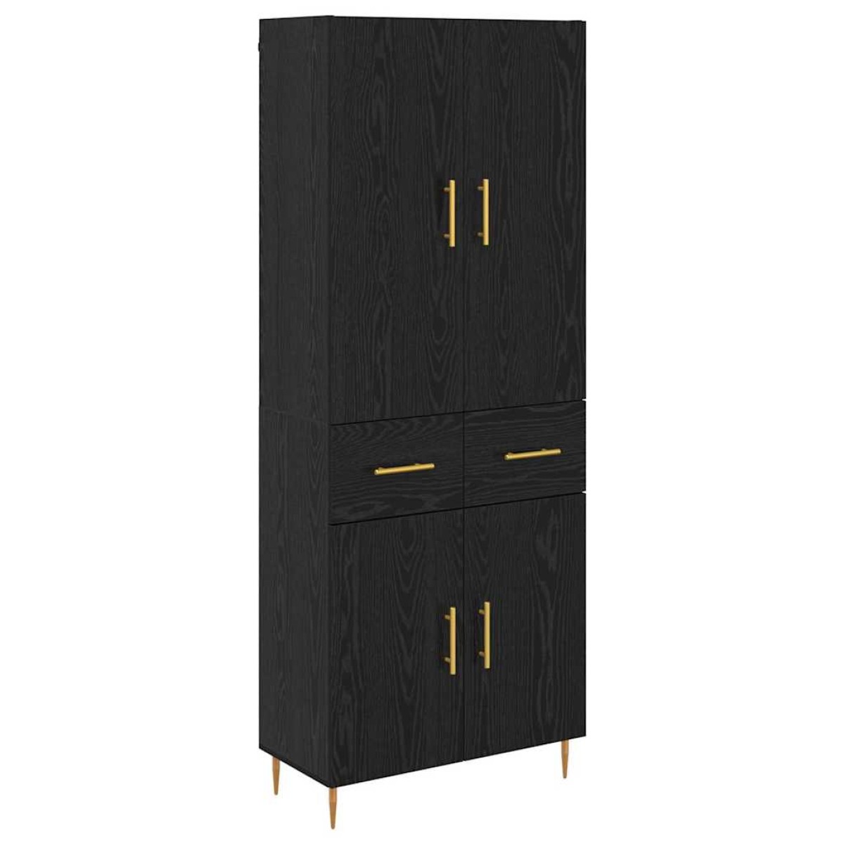 vidaXL Highboard Μαύρη Οξυά 69,5 x 34 x 180 εκ. Επεξεργασμένο Ξύλο