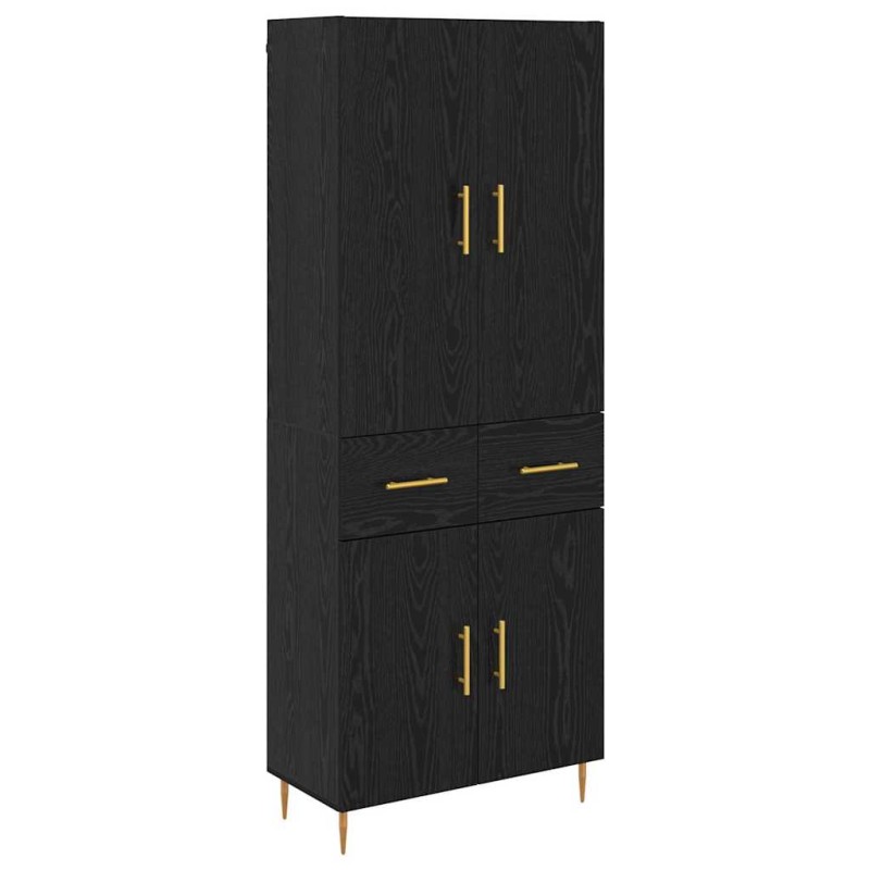 vidaXL Highboard Μαύρη Οξυά 69,5 x 34 x 180 εκ. Επεξεργασμένο Ξύλο