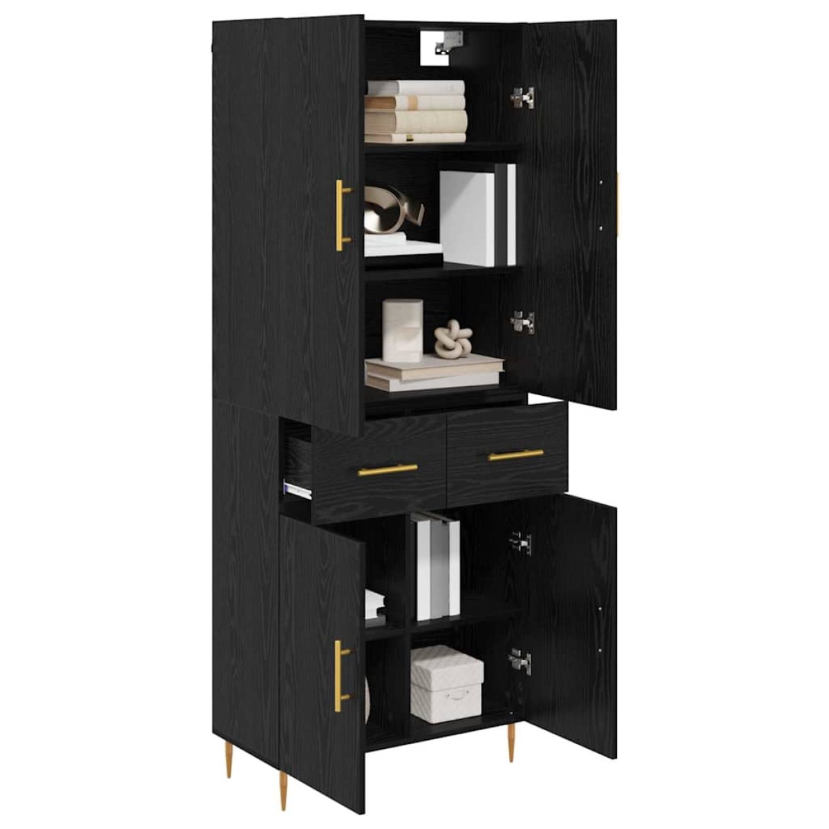 vidaXL Highboard Μαύρη Οξυά 69,5 x 34 x 180 εκ. Επεξεργασμένο Ξύλο