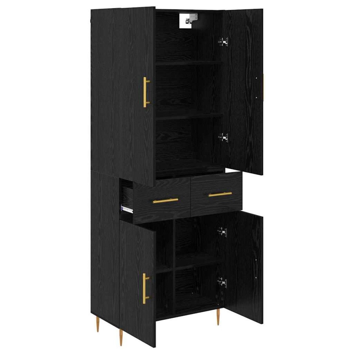vidaXL Highboard Μαύρη Οξυά 69,5 x 34 x 180 εκ. Επεξεργασμένο Ξύλο
