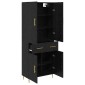 vidaXL Highboard Μαύρη Οξυά 69,5 x 34 x 180 εκ. Επεξεργασμένο Ξύλο