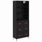 vidaXL Highboard Μαύρη δρυς 69,5 x 34 x 180 εκ. Επεξεργασμένο Ξύλο