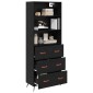 vidaXL Highboard Μαύρη δρυς 69,5 x 34 x 180 εκ. Επεξεργασμένο Ξύλο
