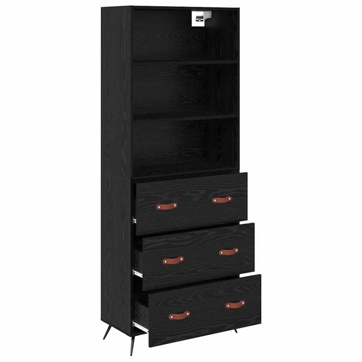 vidaXL Highboard Μαύρη δρυς 69,5 x 34 x 180 εκ. Επεξεργασμένο Ξύλο