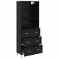 vidaXL Highboard Μαύρη δρυς 69,5 x 34 x 180 εκ. Επεξεργασμένο Ξύλο