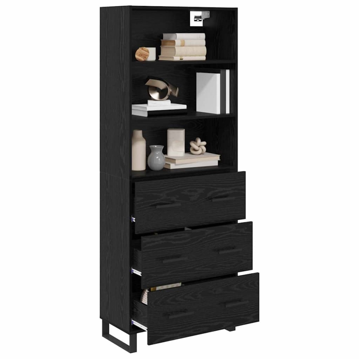 vidaXL Highboard 2 τμχ. Μαύρη Οξυά 69,5 x 34 x 180 εκ.