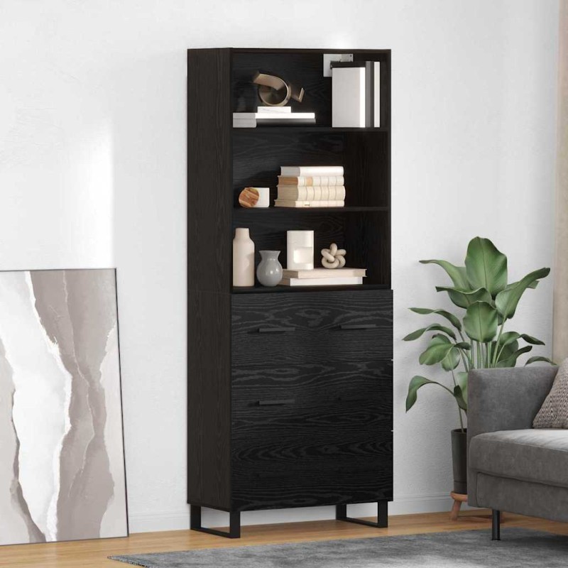 vidaXL Highboard 2 τμχ. Μαύρη Οξυά 69,5 x 34 x 180 εκ.
