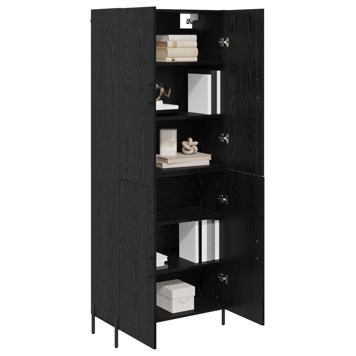 vidaXL Highboard Μαύρη Οξυά 69,5 x 34 x 180 εκ. Επεξεργασμένο Ξύλο