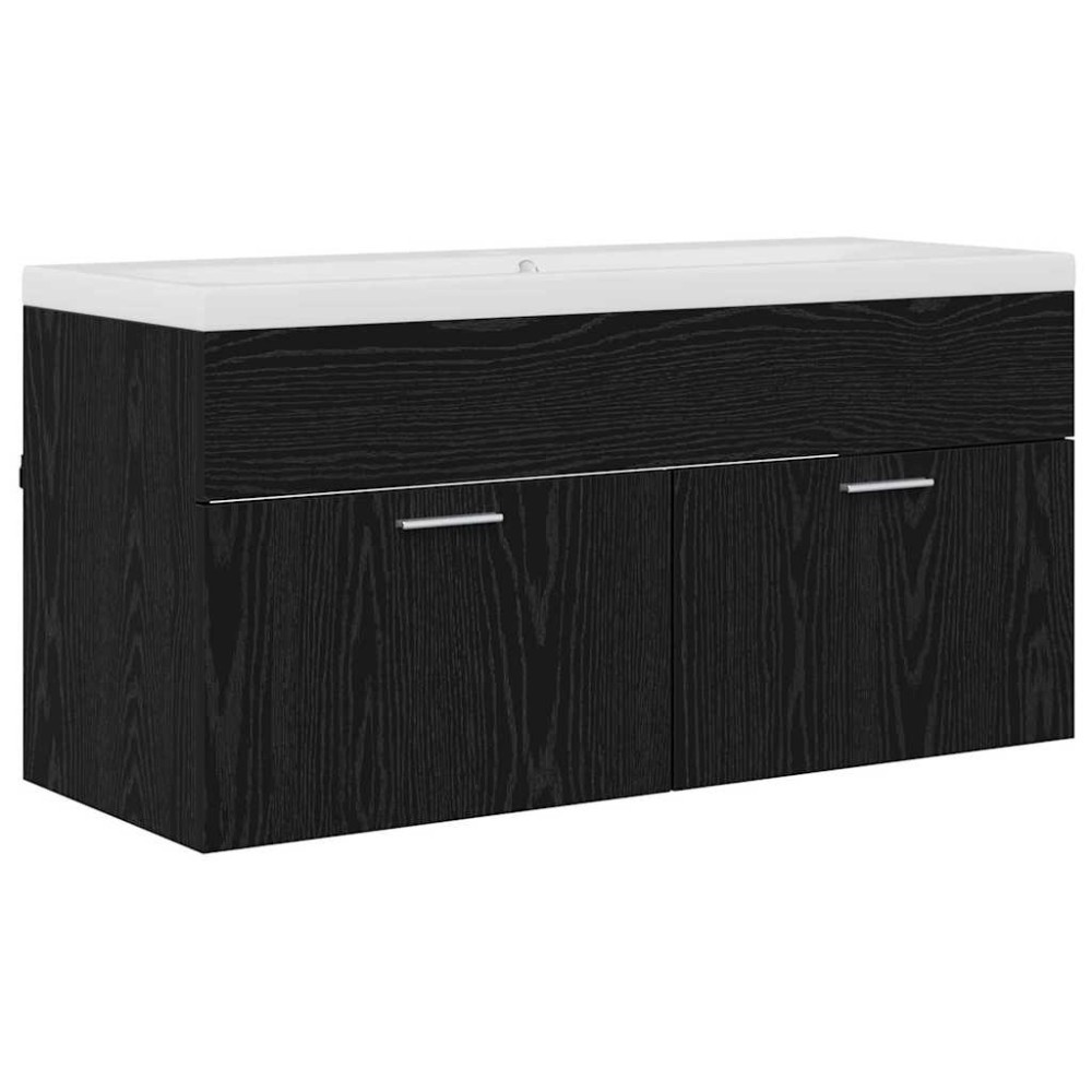 vidaXL Ντουλάπι Μπάνιου Μαύρη Οξυά 100 x 38,5 x 46 cm