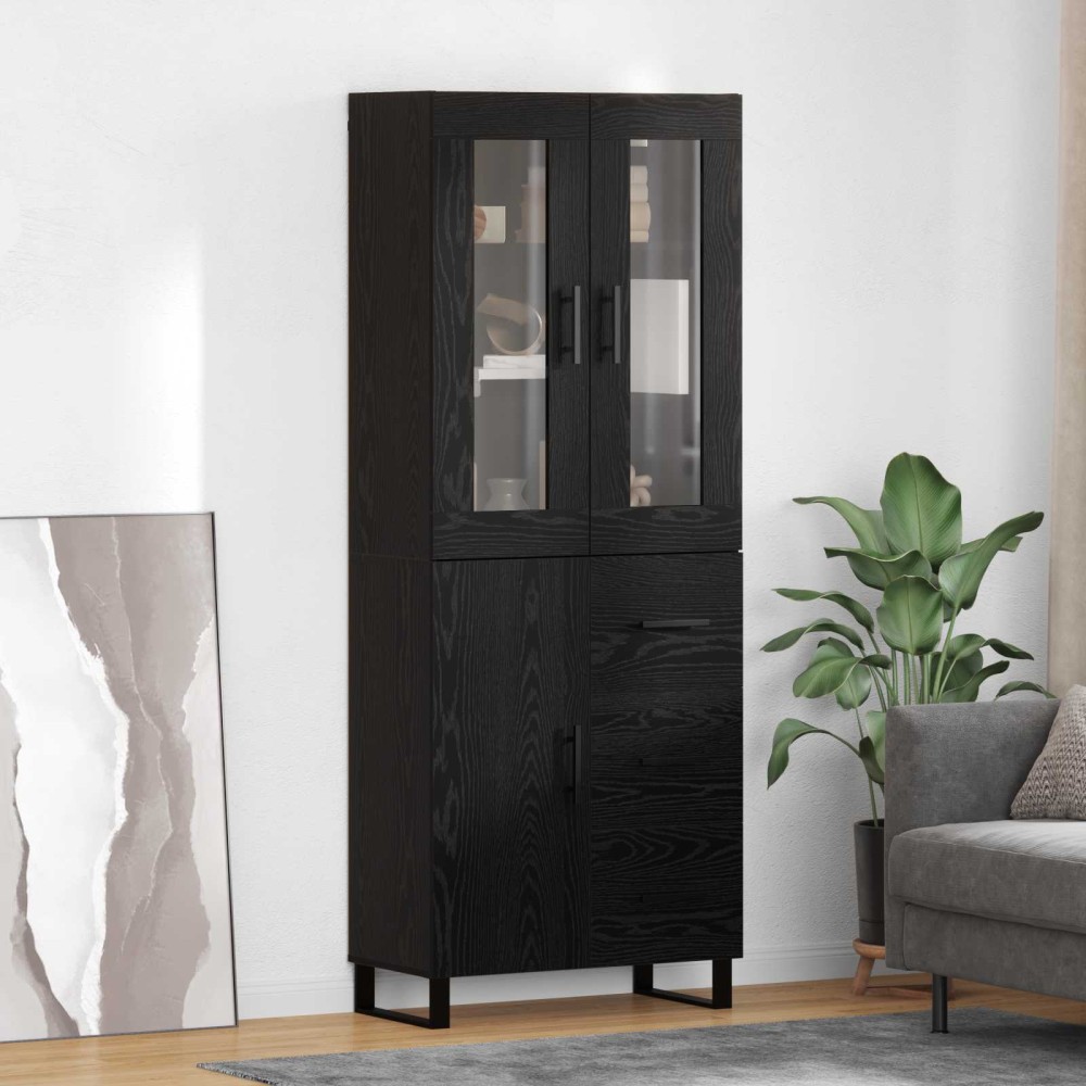 vidaXL Highboard 2 τμχ. Μαύρη Οξυά 69,5 x 34 x 180 εκ.