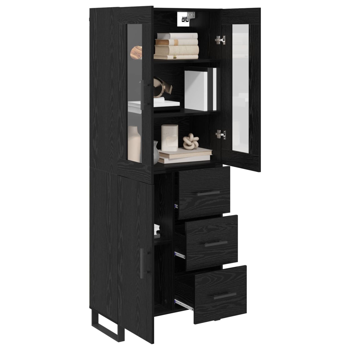 vidaXL Highboard 2 τμχ. Μαύρη Οξυά 69,5 x 34 x 180 εκ.