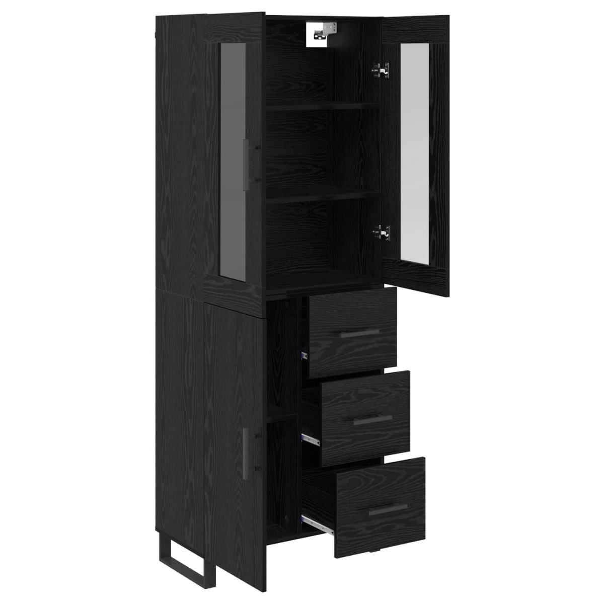 vidaXL Highboard 2 τμχ. Μαύρη Οξυά 69,5 x 34 x 180 εκ.