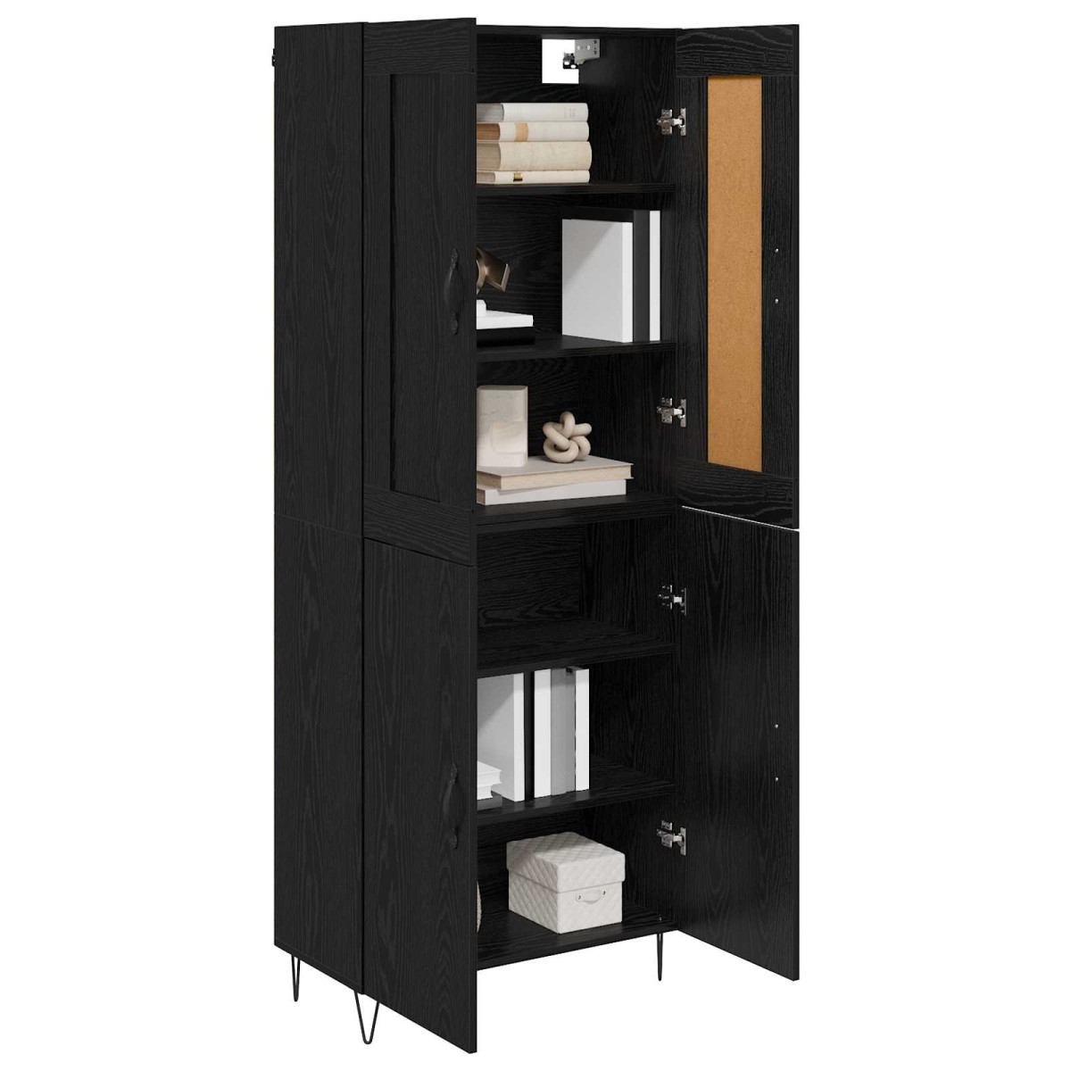 vidaXL Highboard Μαύρη Οξυά 69,5 x 34 x 180 εκ. Επεξεργασμένο Ξύλο