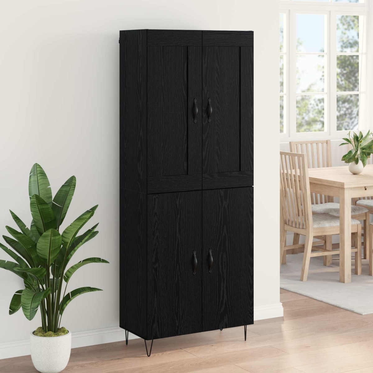 vidaXL Highboard Μαύρη Οξυά 69,5 x 34 x 180 εκ. Επεξεργασμένο Ξύλο