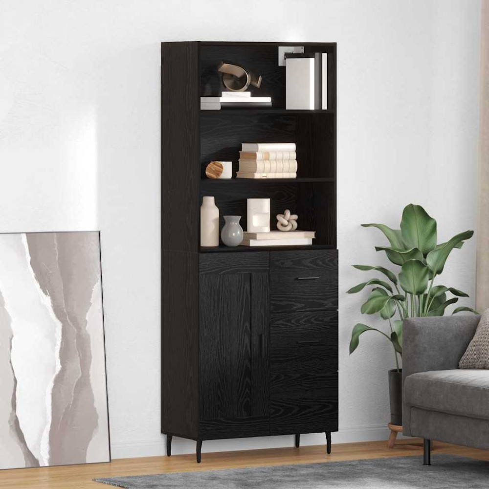 vidaXL Highboard 2 τμχ. Μαύρη Οξυά 69,5 x 34 x 180 εκ.