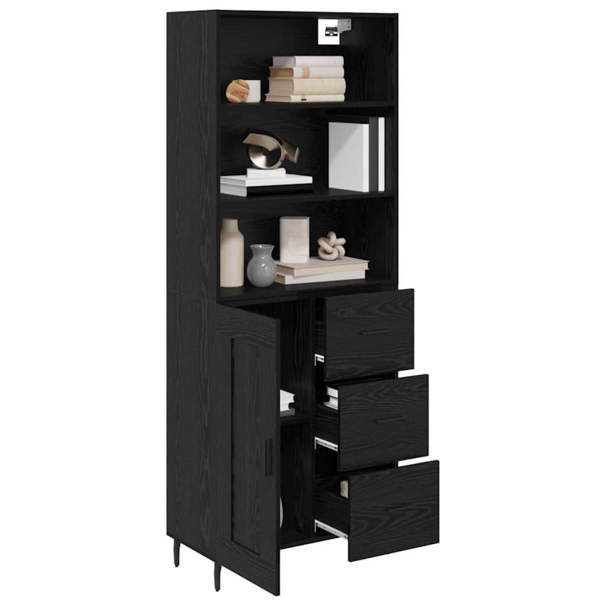 vidaXL Highboard 2 τμχ. Μαύρη Οξυά 69,5 x 34 x 180 εκ.