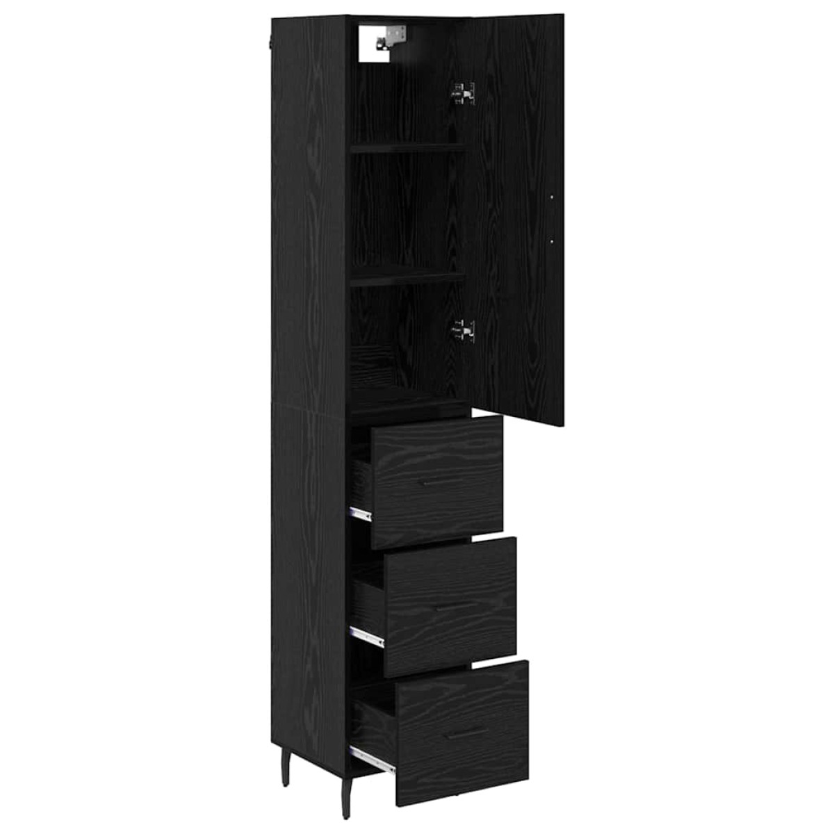 vidaXL Highboard Μαύρη Οξυά 34,5 x 34 x 180 εκ. Επεξεργασμένο Ξύλο