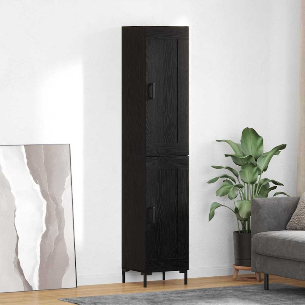 vidaXL Highboard Μαύρη Οξυά 34,5 x 34 x 180 εκ. Επεξεργασμένο Ξύλο