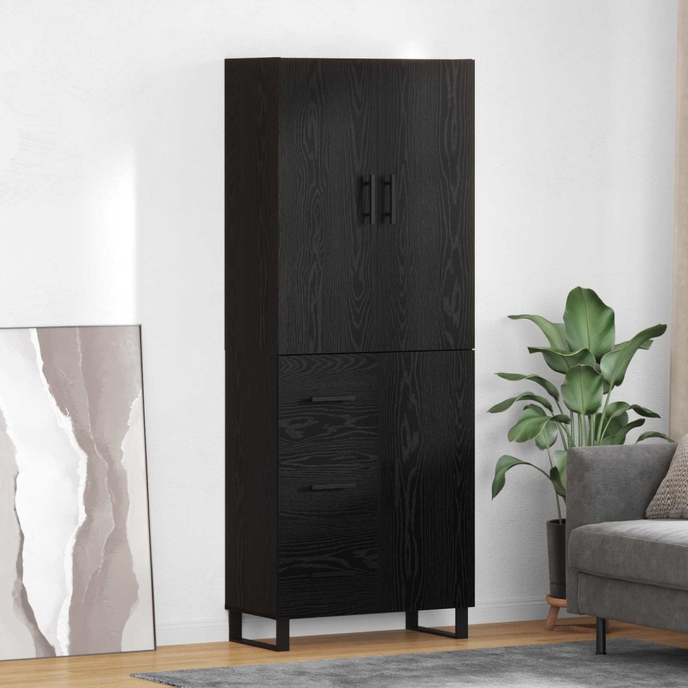 vidaXL Highboard 2 τμχ. Μαύρη Οξυά 69,5 x 34 x 180 εκ.