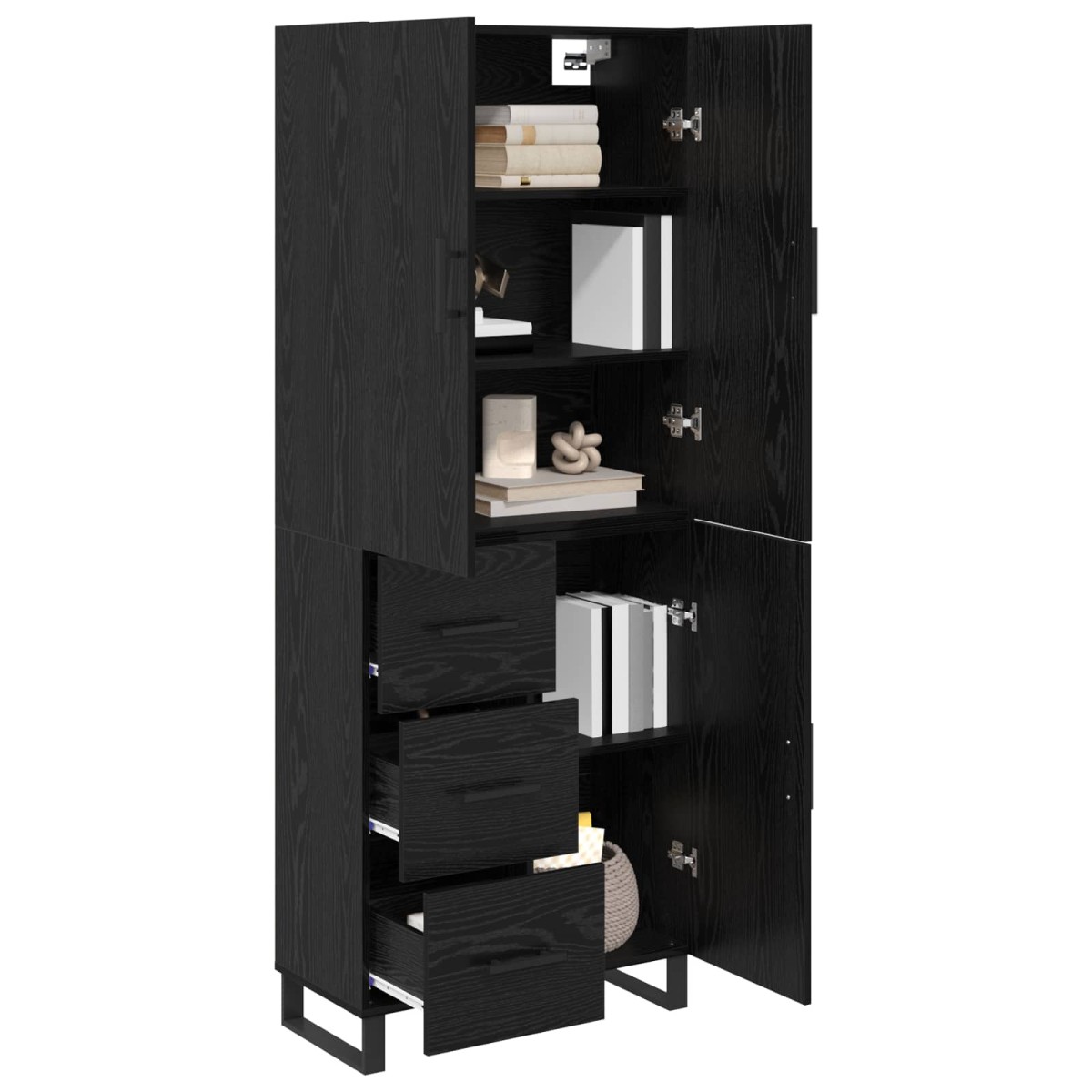 vidaXL Highboard 2 τμχ. Μαύρη Οξυά 69,5 x 34 x 180 εκ.