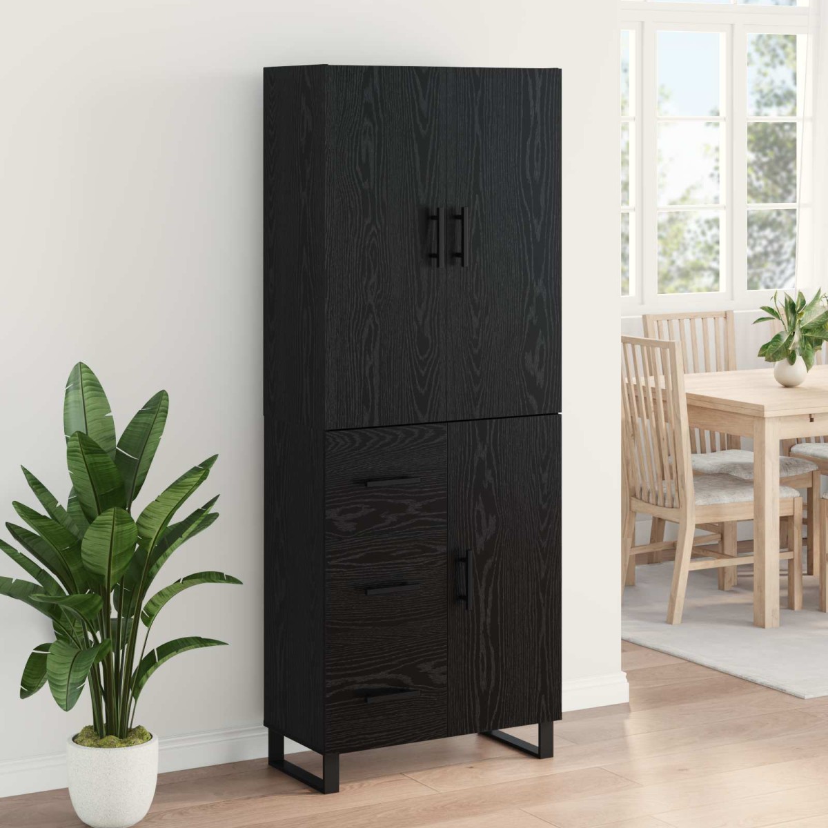 vidaXL Highboard 2 τμχ. Μαύρη Οξυά 69,5 x 34 x 180 εκ.