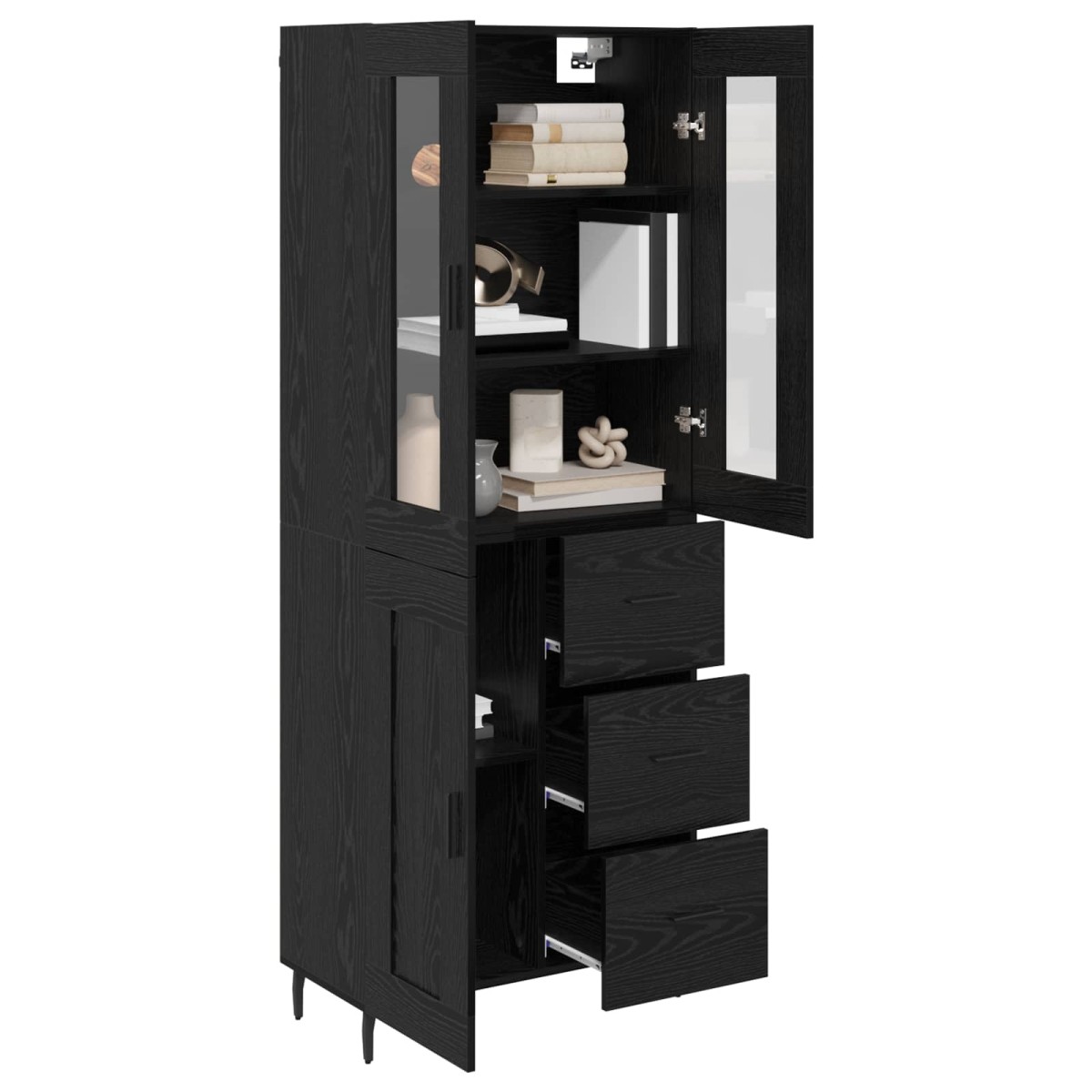 vidaXL Highboard 2 τμχ. Μαύρη Οξυά 69,5 x 34 x 180 εκ.