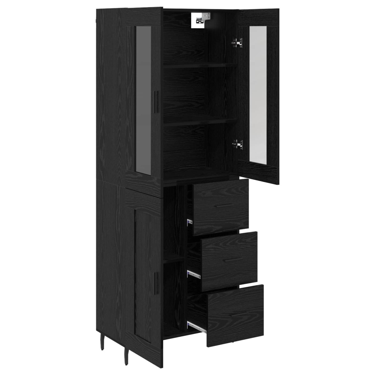 vidaXL Highboard 2 τμχ. Μαύρη Οξυά 69,5 x 34 x 180 εκ.
