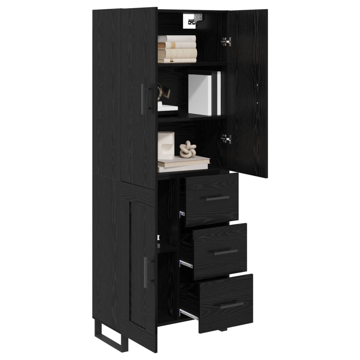 vidaXL Highboard 2 τμχ. Μαύρη Οξυά 69,5 x 34 x 180 εκ.