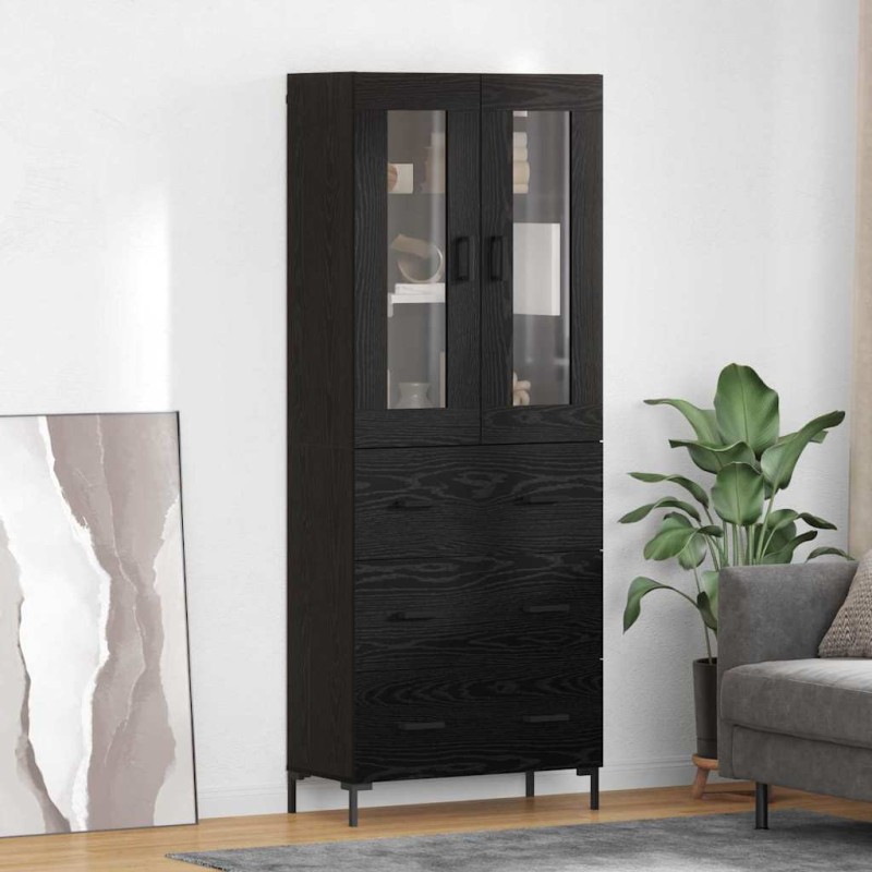 vidaXL Highboard 2 τμχ. Μαύρη Οξυά 69,5 x 34 x 180 εκ.