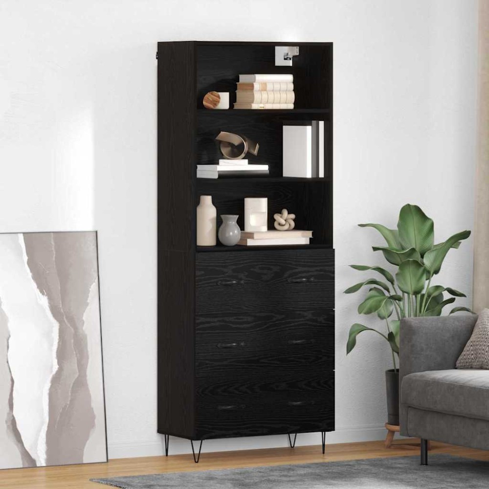 vidaXL Highboard 2 τμχ. Μαύρη Οξυά 69,5 x 34 x 180 εκ.