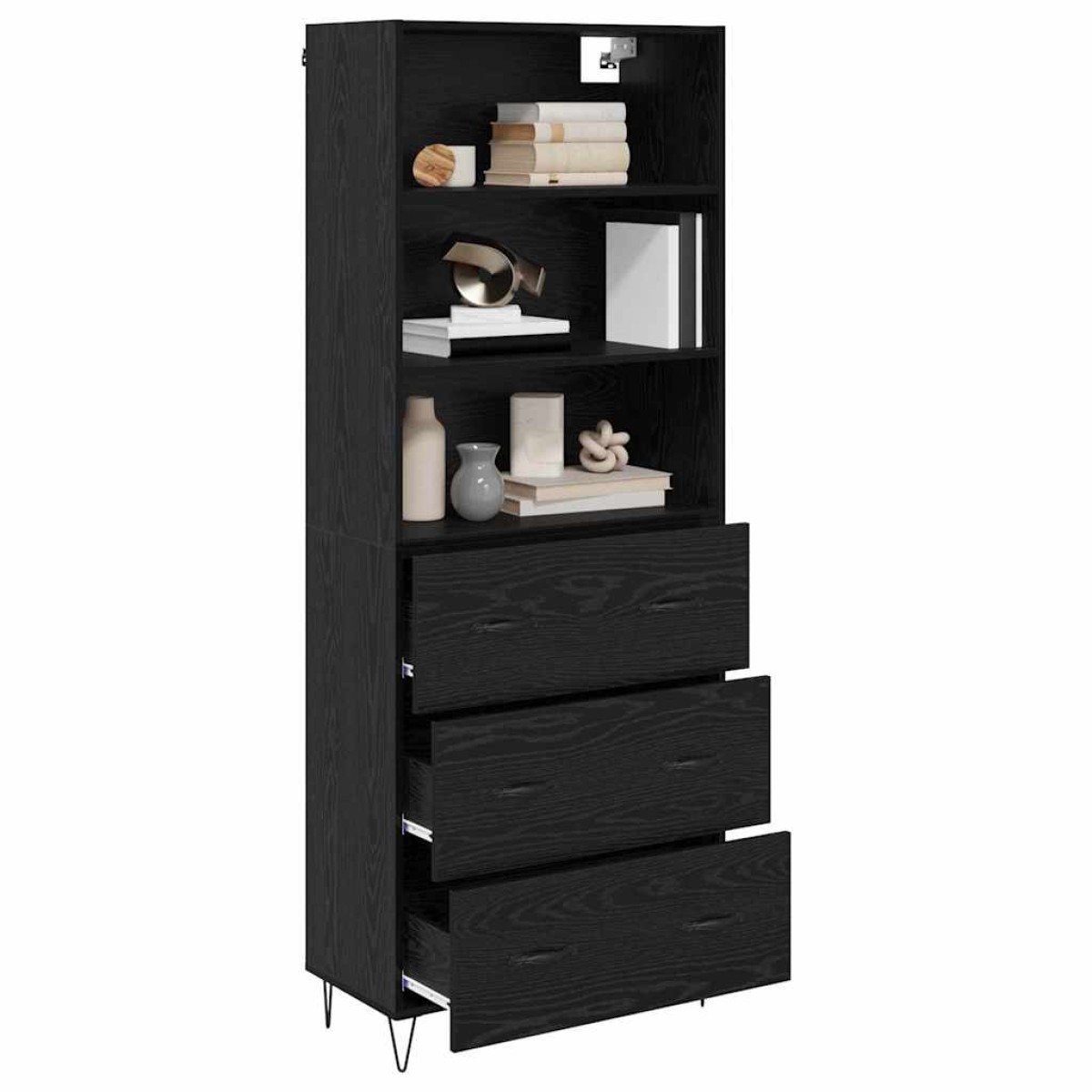 vidaXL Highboard 2 τμχ. Μαύρη Οξυά 69,5 x 34 x 180 εκ.
