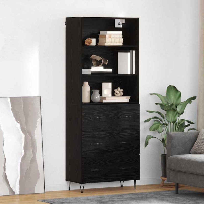 vidaXL Highboard 2 τμχ. Μαύρη Οξυά 69,5 x 34 x 180 εκ.